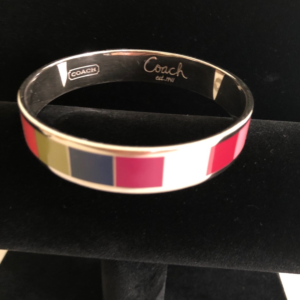 Coach Multi-color Silver Tone Bangle Bracelet - Picture 3 of 5